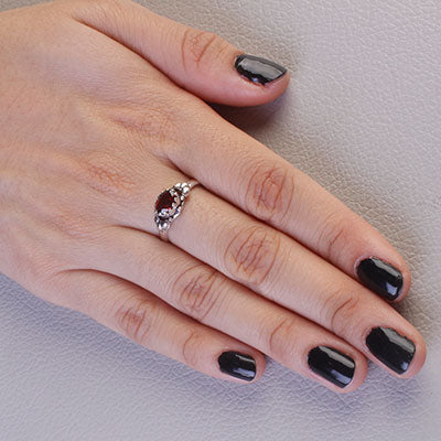 Anel de Prata com Granada- 67832