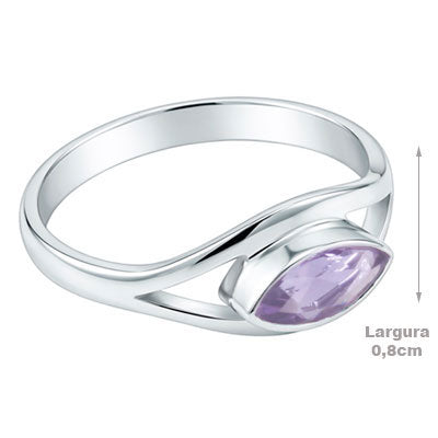 Anel de Prata com Ametista - 67838