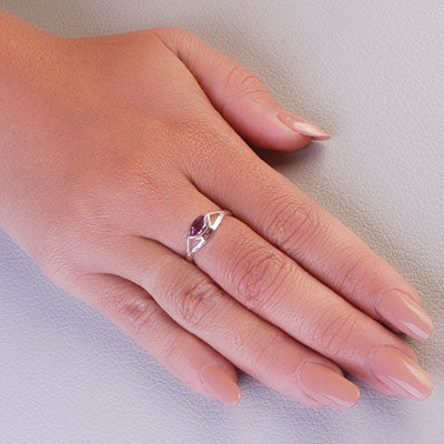 Anel de Prata com Ametista - 67838