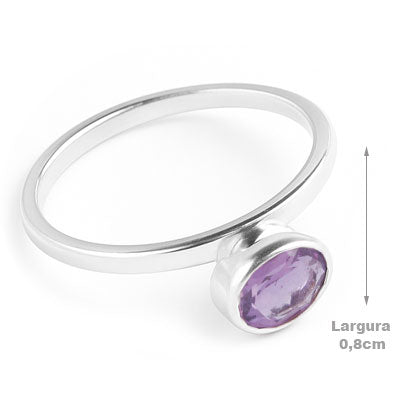 Anel de Prata com Ametista - 67840