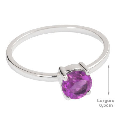 Anel de Prata com Ametista - 67846