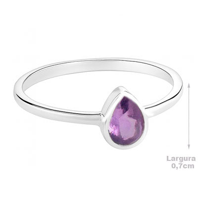 Anel de Prata com Ametista - 67856