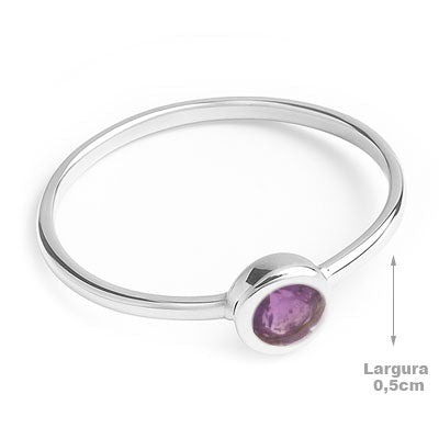 Anel de Prata com Ametista - 67876