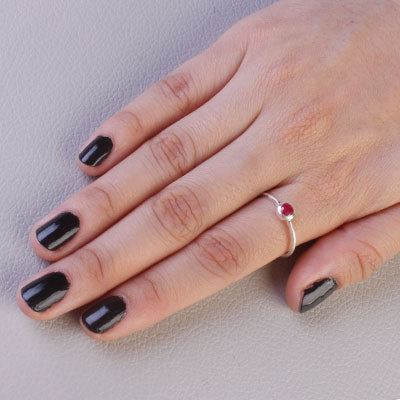 Anel de Prata com Rubi - 67881