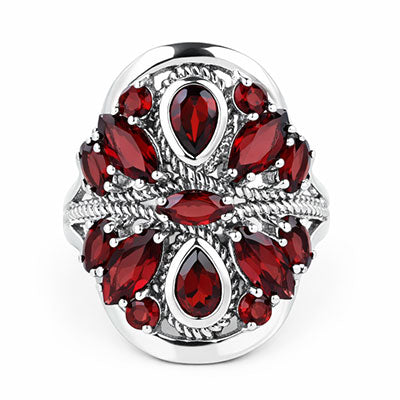 Anel de Prata com Granada - 67894