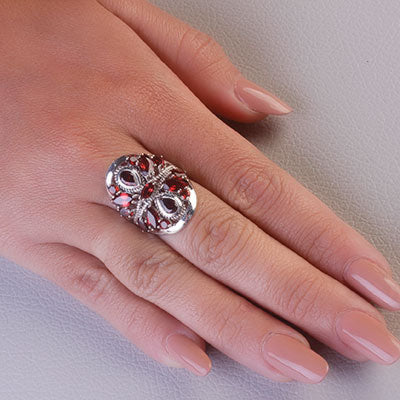 Anel de Prata com Granada - 67894