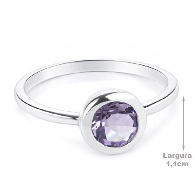 Anel de Prata com Ametista - 67895