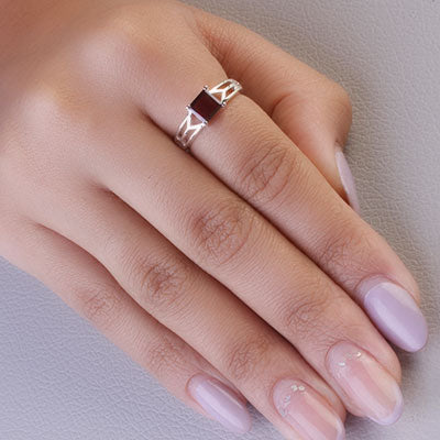 Anel de Prata com Granada - 67897