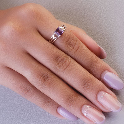 Anel de Prata com Ametista - 67898