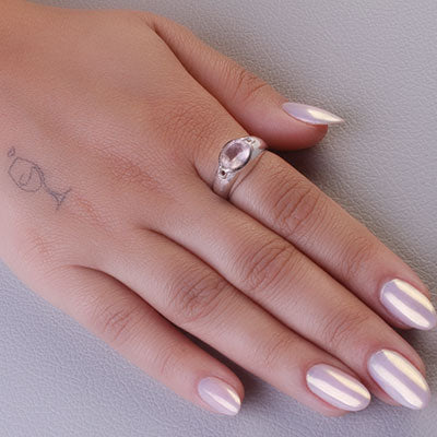 Anel de Prata com Quartzo Rosa - 67903