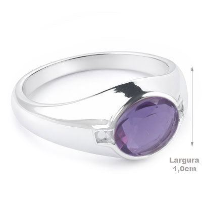 Anel de Prata com Ametista - 67905