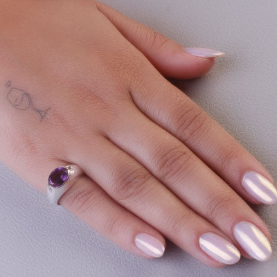 Anel de Prata com Ametista - 67905