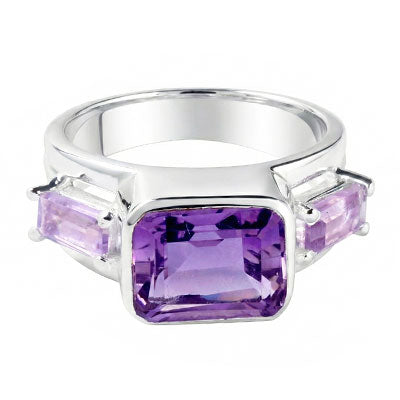 Anel de Prata com Ametista - 67914