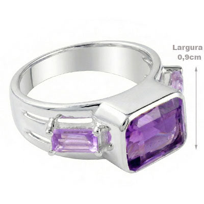 Anel de Prata com Ametista - 67914