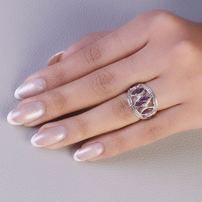 Anel de Prata com Ametista - 67916