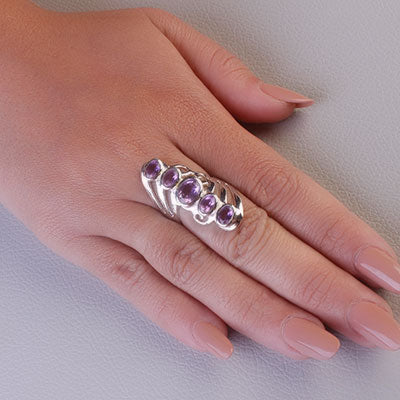 Anel de Prata com Ametista - 67920