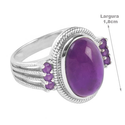 Anel de Prata com Ametista - 67930