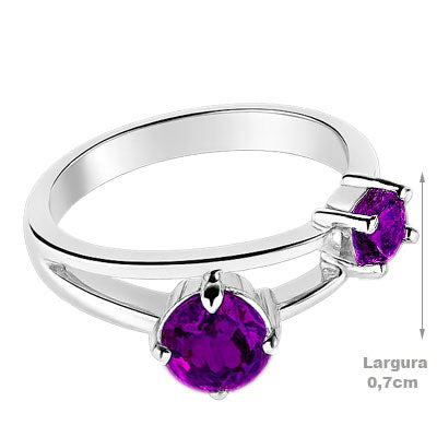 Anel de Prata com Ametista - 67937