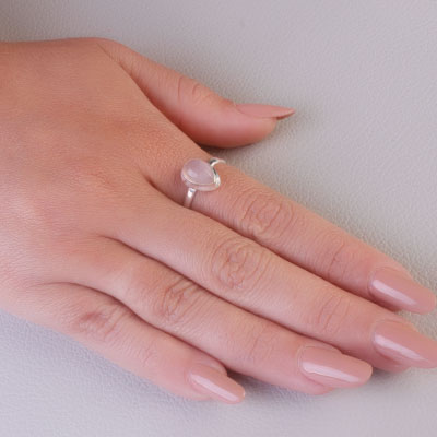 Anel de Prata com Quartzo Rosa - 67943