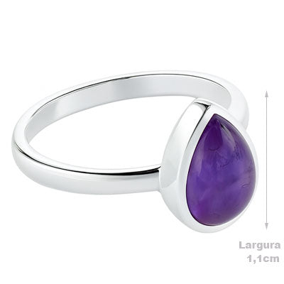 Anel de Prata com Ametista - 67945