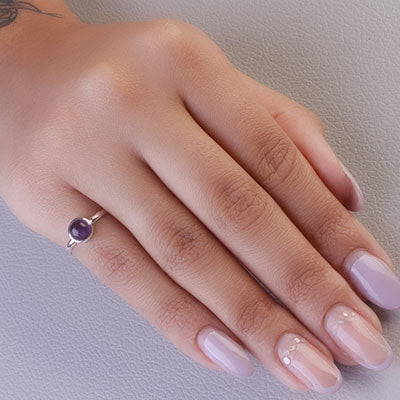 Anel de Prata com Ametista - 67952