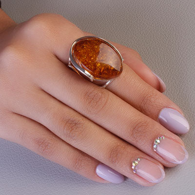 Anel de Prata com Âmbar - 67956