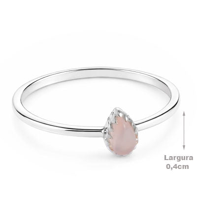 Anel de Prata com Quartzo Rosa - 67965