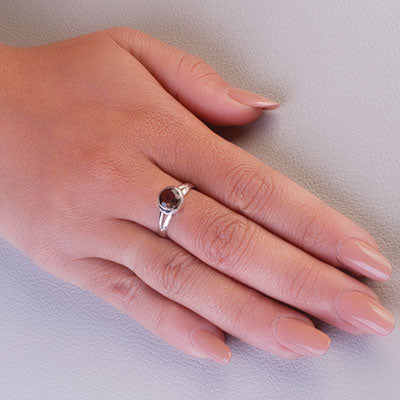 Anel de Prata com Quartzo Fumê - 67972