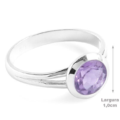 Anel de Prata com Ametista - 67975