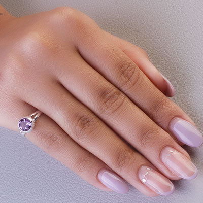 Anel de Prata com Ametista - 67975