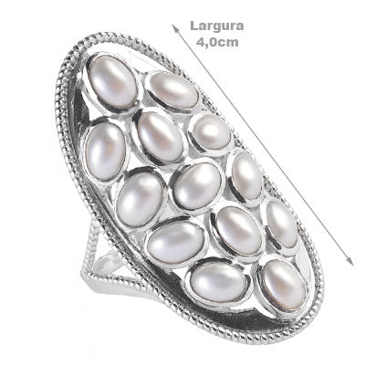 Anel de Prata com Pérolas - 67976