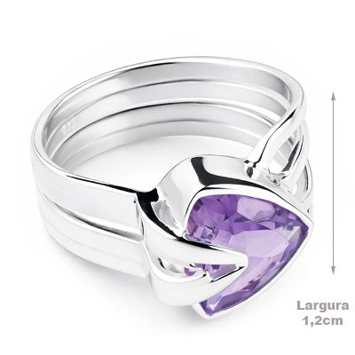 Anel de Prata com Ametista - 67981