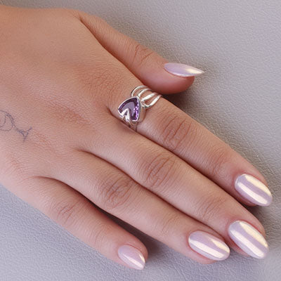 Anel de Prata com Ametista - 67981