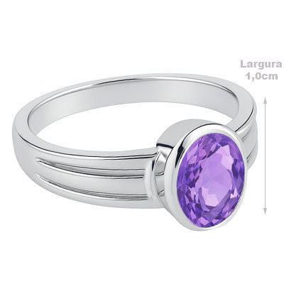 Anel de Prata com Ametista - 67986