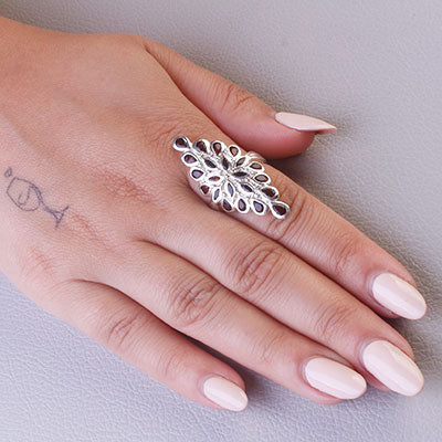 Anel de Prata com Granada - 68048