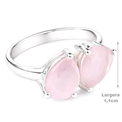 Anel de Prata com Quartzo Rosa - 68076