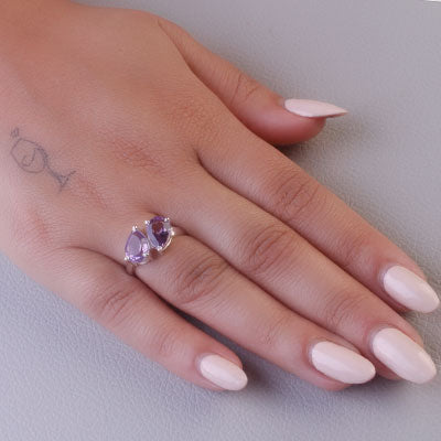 Anel de Prata com Ametista - 68077