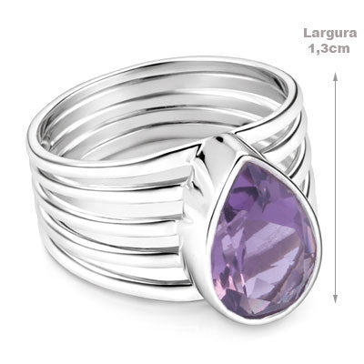 Anel de Prata com Ametista - 68080