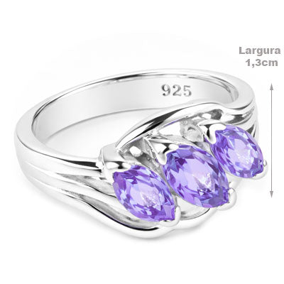 Anel de Prata com Ametista - 68087