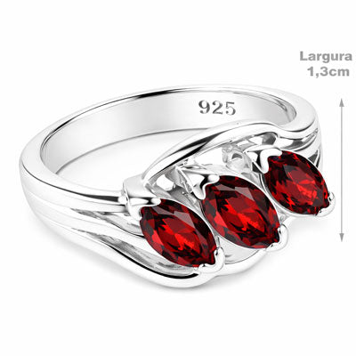 Anel de Prata com Granada - 68089
