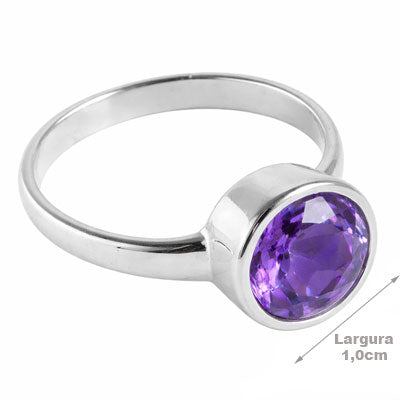 Anel de Prata com Ametista - 68107