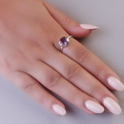 Anel de Prata com Ametista - 68107