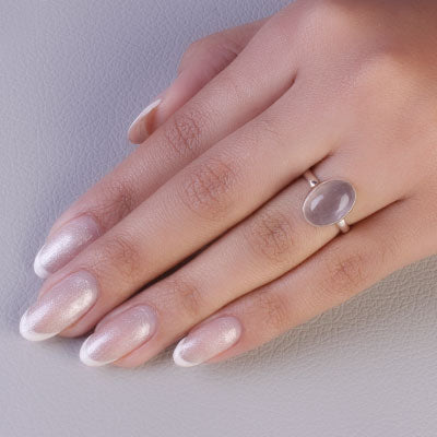 Anel de Prata com Quartzo Rosa - 68112