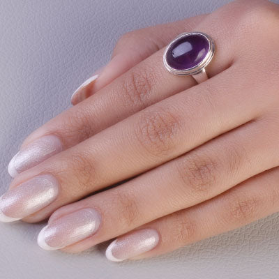 Anel de Prata com Ametista - 68114