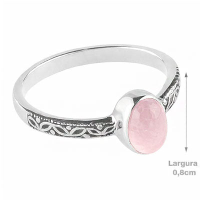 Anel de Prata com Quartzo Rosa - 68126