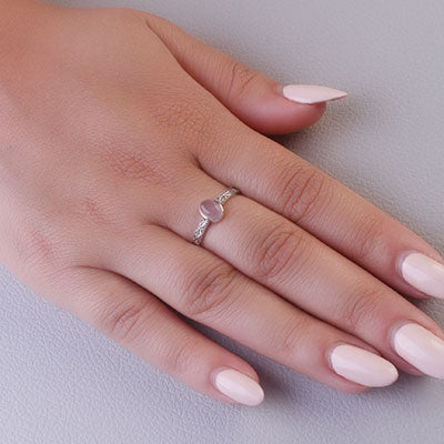 Anel de Prata com Quartzo Rosa - 68126