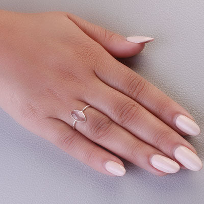 Anel de Prata com Quartzo Rosa - 68127