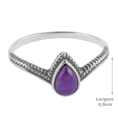 Anel de Prata com Ametista - 68130