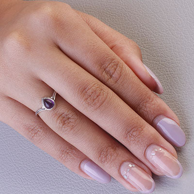 Anel de Prata com Ametista - 68130