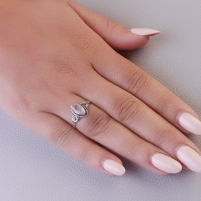 Anel de Prata com Quartzo Rosa - 68135